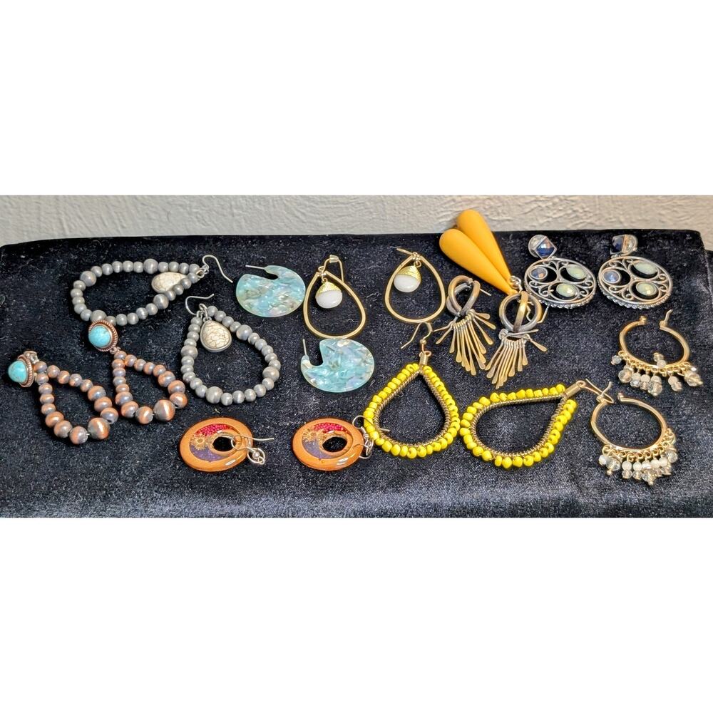 Ten Pair Boho Style Pierced Earring Jewelry Lot